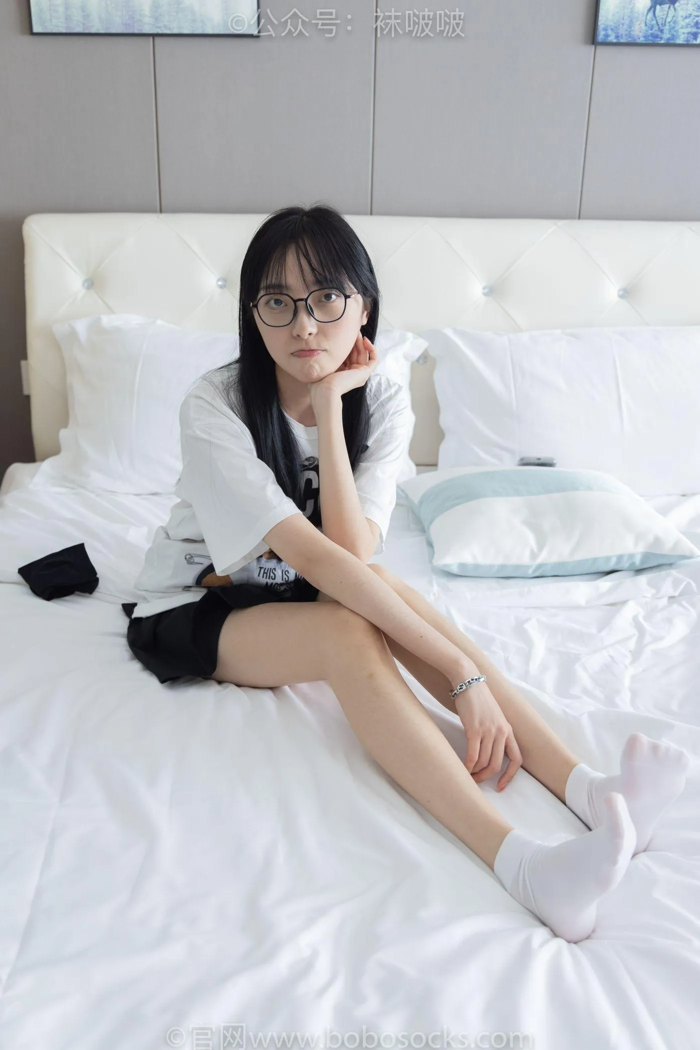 [BoBoSocks袜啵啵]NO.033 稚予-贝壳头、天鹅绒黑袜、天鹅绒白袜 [154P]插图5